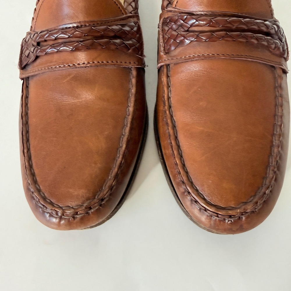Allen Edmonds Mens Newcomb Brown Leather Braided Penny Loafers 45480 USA 9.5D - Picture 5 of 8